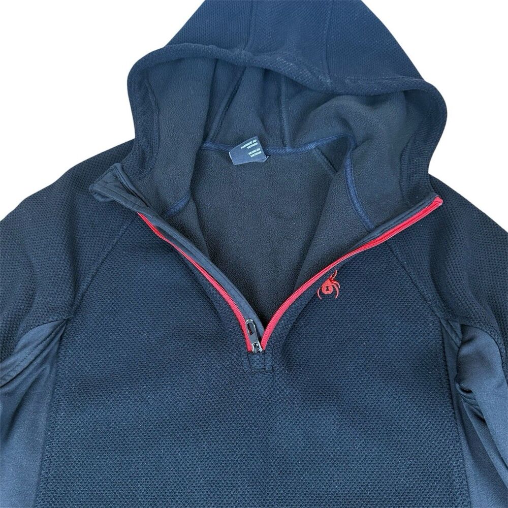 Spyder Black Red 1/4 Zip Hooded Performance Pullover Men’s Large - Picture 4 of 11